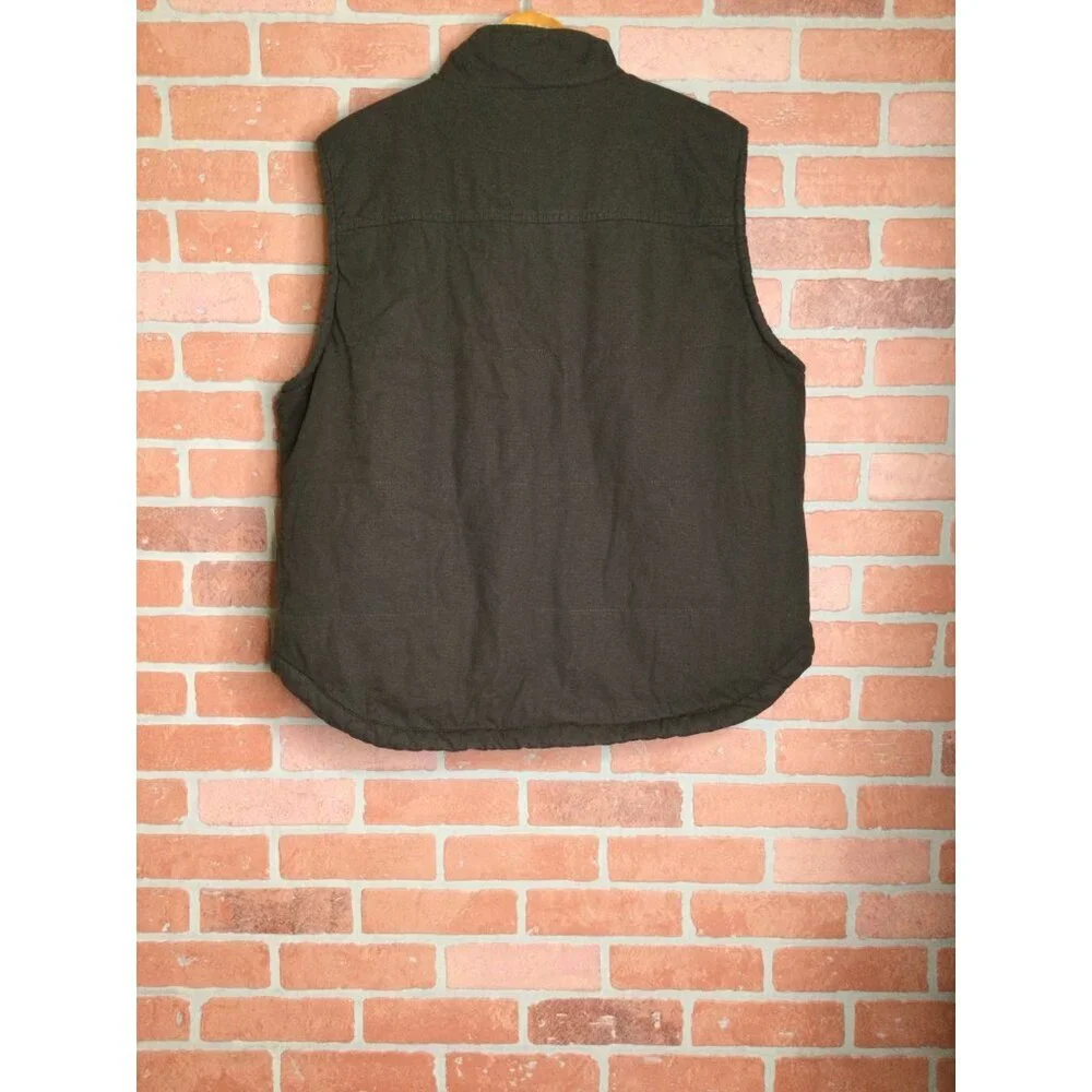 Lee Workwear Sherpa Lined Jacket Vest Mens Size XL Brown Canvas Pockets gorpcore